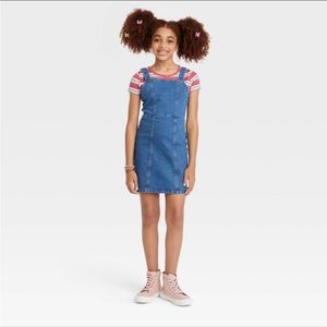 Girls Pinafore Blue Denim Dress